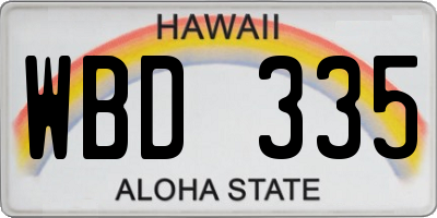 HI license plate WBD335