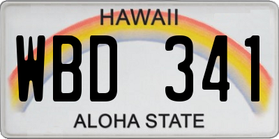 HI license plate WBD341