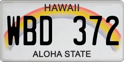 HI license plate WBD372