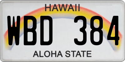 HI license plate WBD384
