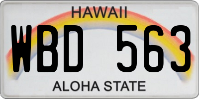 HI license plate WBD563