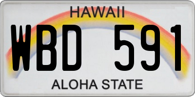 HI license plate WBD591