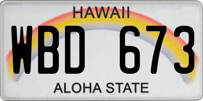 HI license plate WBD673