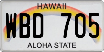 HI license plate WBD705