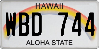 HI license plate WBD744