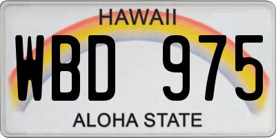 HI license plate WBD975