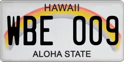 HI license plate WBE009