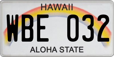 HI license plate WBE032