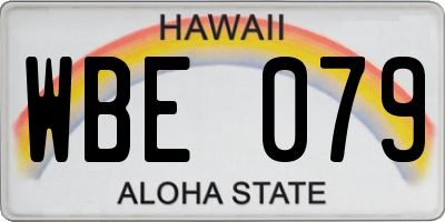 HI license plate WBE079