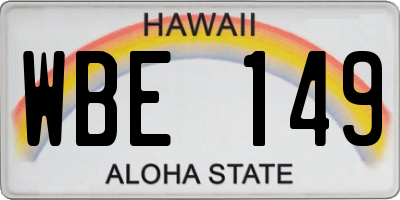 HI license plate WBE149