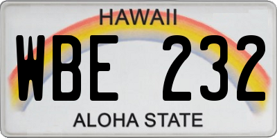 HI license plate WBE232