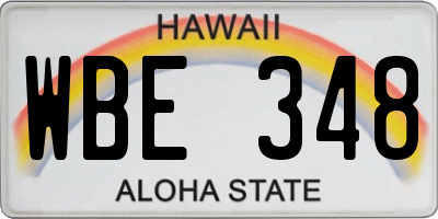 HI license plate WBE348