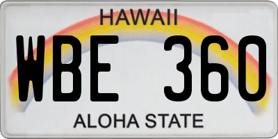 HI license plate WBE360
