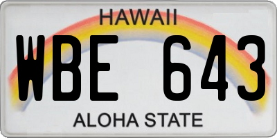 HI license plate WBE643