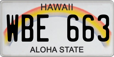 HI license plate WBE663