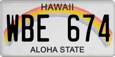 HI license plate WBE674