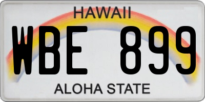 HI license plate WBE899