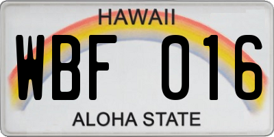 HI license plate WBF016