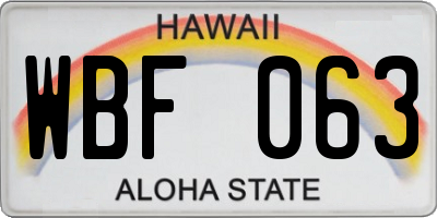 HI license plate WBF063