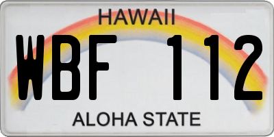 HI license plate WBF112