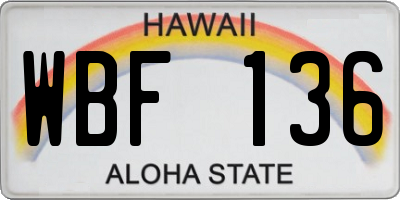 HI license plate WBF136