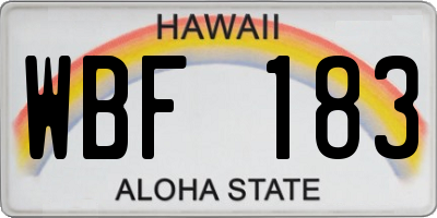 HI license plate WBF183