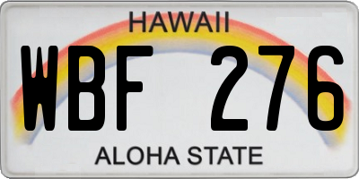 HI license plate WBF276
