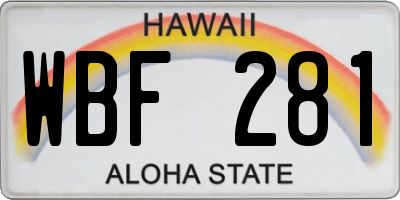 HI license plate WBF281