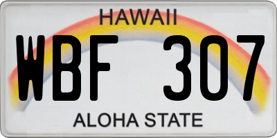 HI license plate WBF307