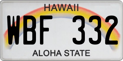 HI license plate WBF332
