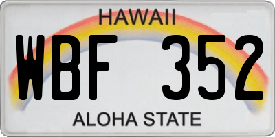 HI license plate WBF352