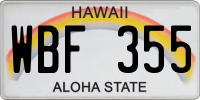 HI license plate WBF355
