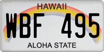 HI license plate WBF495