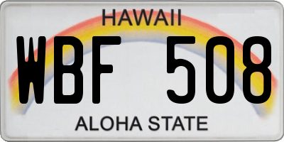 HI license plate WBF508