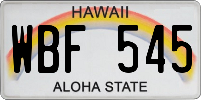 HI license plate WBF545
