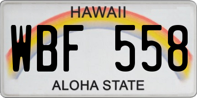 HI license plate WBF558