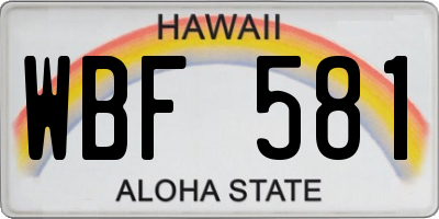 HI license plate WBF581