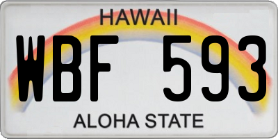 HI license plate WBF593
