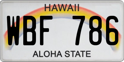 HI license plate WBF786