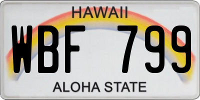 HI license plate WBF799