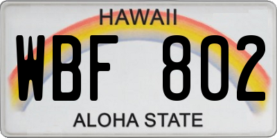 HI license plate WBF802