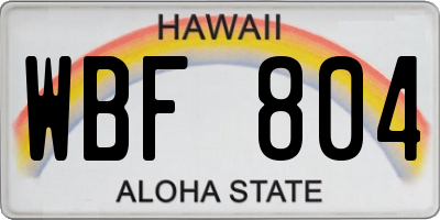 HI license plate WBF804
