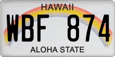 HI license plate WBF874