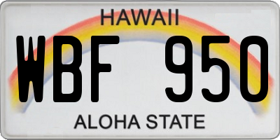 HI license plate WBF950