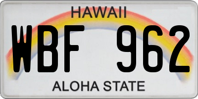 HI license plate WBF962