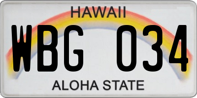 HI license plate WBG034