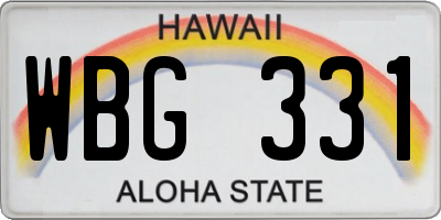 HI license plate WBG331
