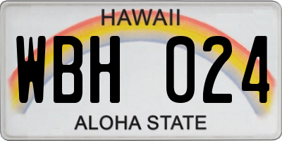 HI license plate WBH024