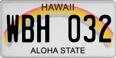 HI license plate WBH032