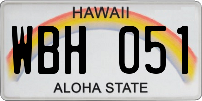 HI license plate WBH051